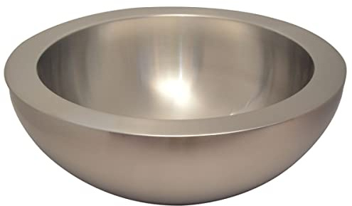Casa Moro Faris CMDM10 Oriental Metal Washbasin Diameter 40 cm Round Double-Walled Industrial Chic Stainless Steel Countertop Washbasin