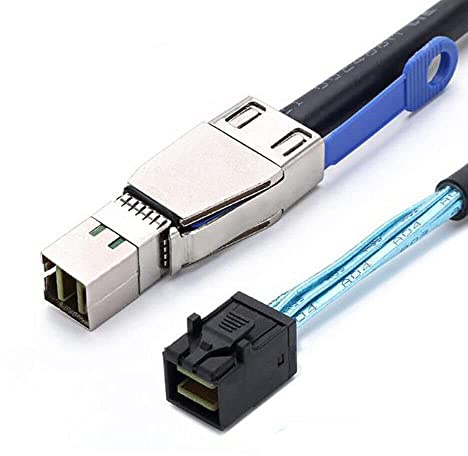 Tillåten Mini SAS SFF-8644 med IC till SAS SFF-8643 serveranslutningskabel (0,5 m, svart)