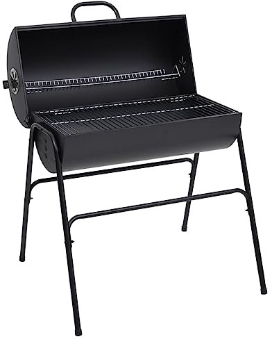 SKM Gril à Baril avec 2 grilles de Cuisson Noir 80x95x90 cm Acier, Weight:12.1 kg,313635