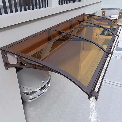 Vordach FüR HaustüR Mit Seitenteil Rinne Aluminium Metallgestell,üBerdachung HaustüR Mit Seitenteil Regenrinne,FüR DraußEn Terrasse,Balkon,Garten,Kellertreppe,Hauseingang,Brown1-60x60cm