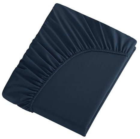 Tifschlaf Spannbettlaken 140x200cm Blau Bettlaken - Spannbetttuch 140x200 aus Weich Mikrofaser, Betttuch Bett Laken Bezug 140 x 200 Dunkelblau 30 cm Tiefe Tasche, Bed Fitted Sheet Bedsheet
