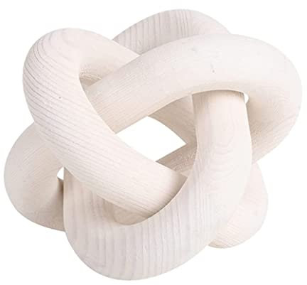 Decorazione con maglie di catena in legno Decorazione bianca con nodi di legno a 3 maglie Nodo di catena decorativo intagliato da 6 pollici per la decorazione del tavolino da caffè Decorazione del tav