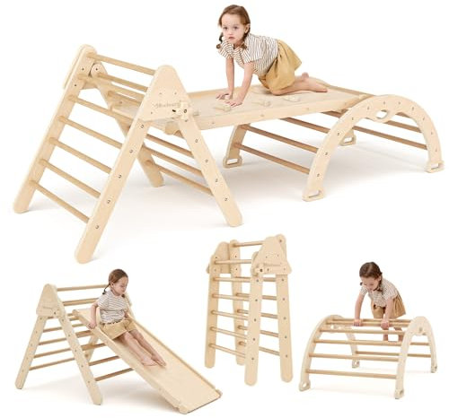 Mosebears Montessori - Struttura da Arrampicata per Interni, Triangolo da Arrampicata con Scivolo, Arco da Arrampicata, Robusto Telaio per Bambini e Triangolo di Arrampicata