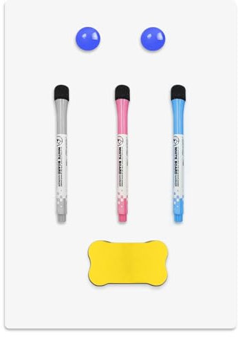 A4 Pizarra Blanca Magnética para Nevera, Tablero Magnetico de Borrado en Seco con 3 Rotuladores Pizarra Blanca, Borrador, Whiteboard para Memorandos, Notas, Menús, Planificar Estudios
