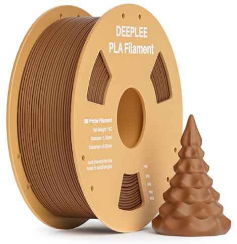 DEEPLEE PLA Filament 1.75mm, 3D Drucker Filament 1kg (2,2lbs), Maßgenauigkeit +/- 0,02 mm, Filament 3D-Druckmaterialien für FDM 3D Drucker, Braun