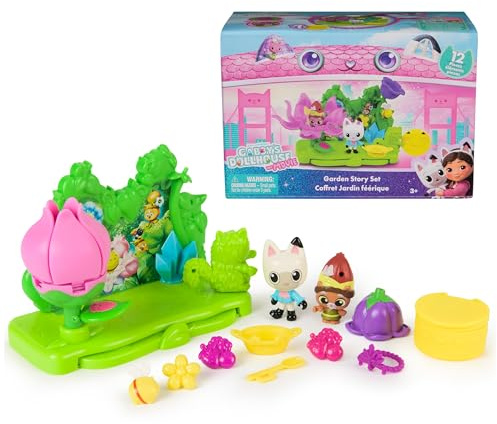Gabby's Dollhouse: The Movie, Garden Story Set, Pandy Paws & Kitty Gnome Figures and 9 Dollhouse Accessories, Kids Toys for Girls & Boys Ages 3 and Up