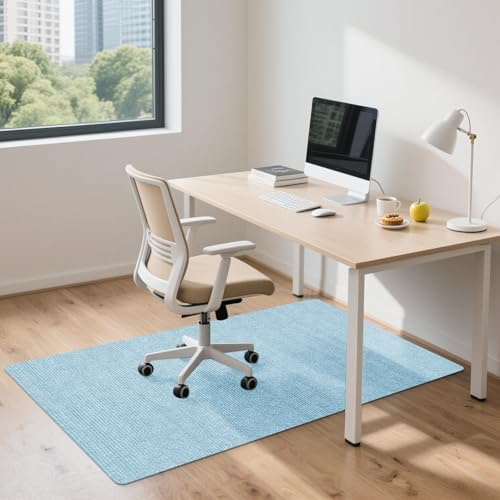 HomeMall Office Chair Mat for Hardwood and Tile Floor, 90x120cm Computer Chair Mat, Non-Slip Floor Protector, Under Desk Mat for Rolling Chair, Sky Blue
