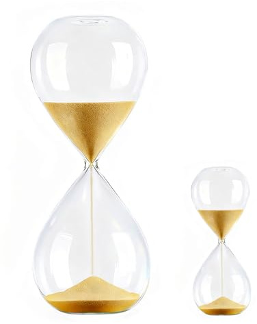 Reloj de Arena 60 y 5 Minutos, Set de 2 Relojes de Arena de Seguridad Dorados - de Cristal Grueso 1.83mm para Cocina, Juegos, Oficina, Aula