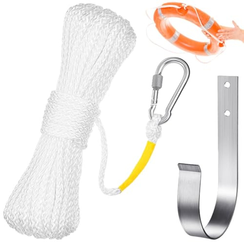 yeeplant Life Rope Saving 49 pies: gancho para cuerda de escalada al aire libre y soporte de boya de anillo con