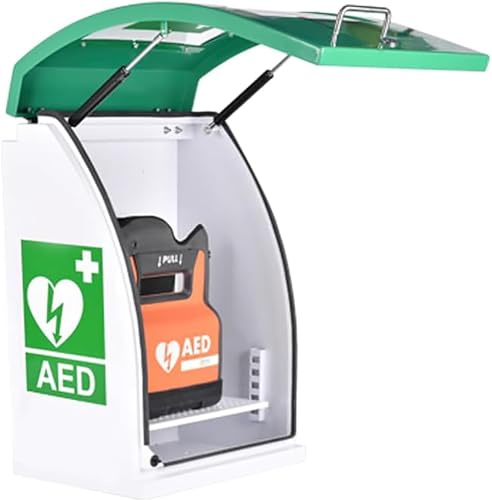 Armario para desfibrilador AED, Armario de acero for desfibrilador cardíaco con llave y alarma, división ajustable, for el hogar la escuela