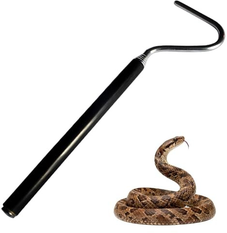 1 gancio a serpente da 66 cm, in acciaio inox, retrattile, per rettili, raccoglie serpenti e bastone di controllo, per mais, serpenti, palline, pitoni, piccoli rettili, gancio portatile per casa