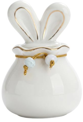 Urna per animali domestici piccola, urna in ceramica con orecchie di coniglio carino per cani di piccola taglia, gatti e conigli, ricordo bianco da 150 ml per il memoriale degli animali domestici, bi