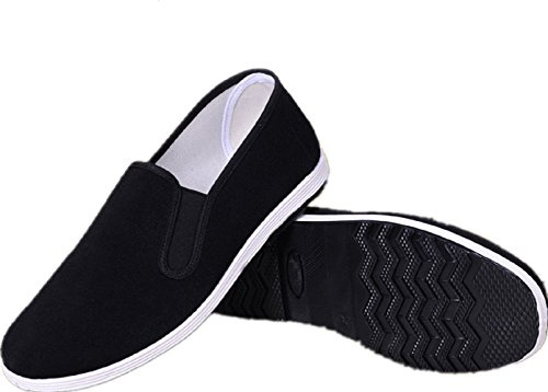AioTio Chaussures Traditionnelles Chinoises Traditionnelles de Beijing Kung Fu Chaussures Tai Chi Semelle en Caoutchouc Unisexe Noir(245mm 39EU)