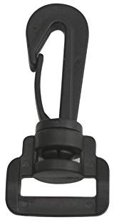 Wuuycoky D-Ring mit Drehgelenk, 2 cm Innendurchmesser, Schwarz, Kunststoff, Karabinerverschluss, 10 Stück