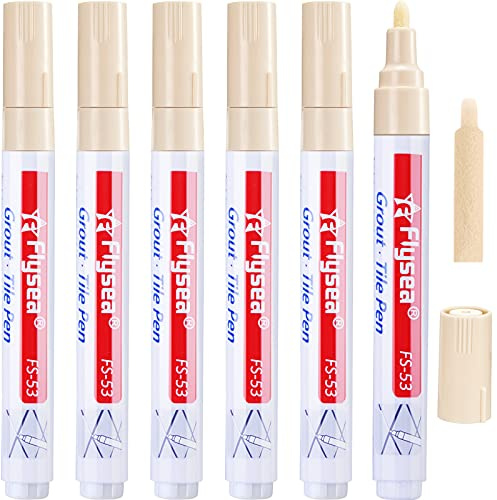 Outus 6-teiliges Fliesen-Stift für Restaurierung und Reparatur von Wandfugenmörtel – Füllmarker für Wand, Boden, Küche (beige)