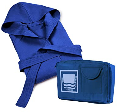 Banzaii Accappatoio in 100% Microfibra con Cappuccio – Accappatoio Uomo e Donna con Borsa Resistente e Salvaspazio - Taglia XL Blu