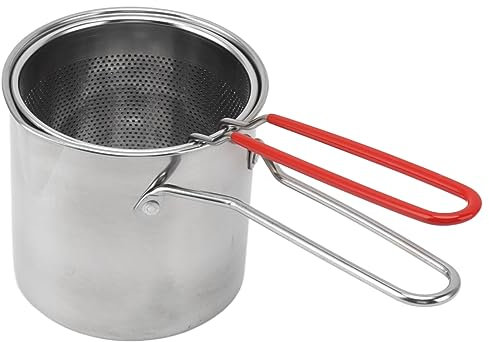 Olla Freidora de Acero Inoxidable 304 con Cesta Coladora y Asa, para Freír Camarones