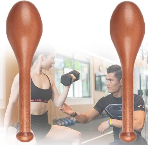 Indian Clubs Fitness Barbell Wooden Exercise Club Improves Grip Wooden Indian Clubs Pair for Strength Training Weight Lifting Fitness/Training/Exercise Warm Up Clubbell-S
