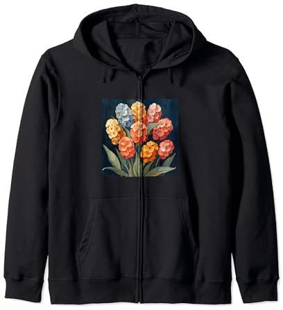 Bergenia Bouquet Floral Pastel Colors Graphic Zip Hoodie