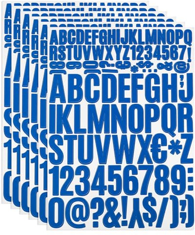 PATIKIL Kit Adesivi Vinile Lettere e Numeri, 612pz 6 Fogli Adesivi Autoadesivi per Cartello Posta Indirizzo Fai da Te Artigianato Carta (Blu Scuro)