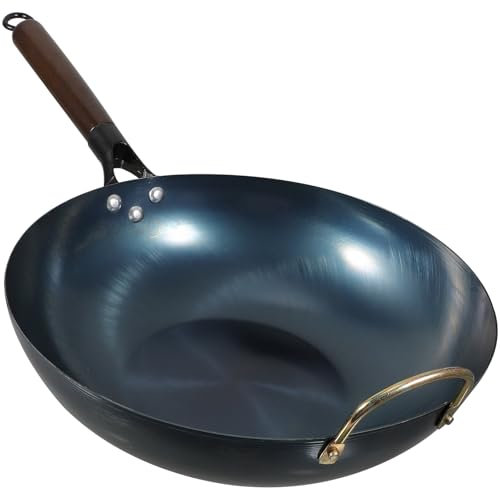 Ciieeo Padella Wok Resistente Per Cucina a Gas Padella Wok Per Saltare Accessori Per Pentole Forniture Per Cucina Manico in Legno Ergonomico