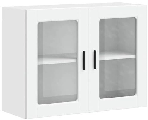 vidaXL Küchen-Hängeschrank mit Glastür Porto Weiß, Wandschrank Küche, Wandschrank, Oberschrank, Küchenschrank, Hängeschrank, Oberschrank Küche