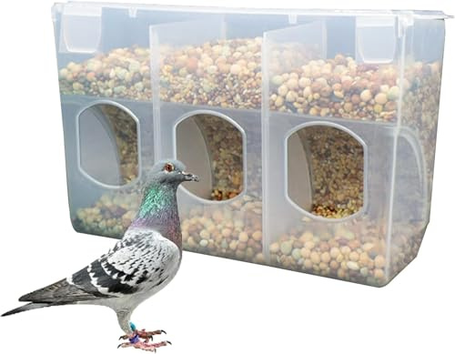 Automatic Pigeon Bird Feeder Water, Plastic Feeder Water Dispenser Drinkers for Cage, No Mess Hanging Parrot Food Feeding, Cage Accessories for Parakeet Quail Bird Chicken (3 Hole-Hook)