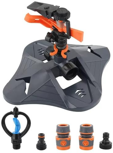 Arroseur de jardin, d'arrosage automatique rotatif à 360 degrés, système d'arrosage avec 2 têtes et connecteurs de tuyau rapides pour arroser votre pelouse et jardin