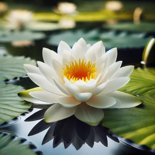 Weiße Seerose für den Gartenteich, Aquarium, Naturteich, mini Teich, Knolle mit Austrieb, Teichrose, Seerose weiß