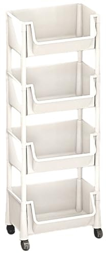DAWCBVJQ Carrito De Almacenamiento con Ruedas 4 Capas, 29.5x19.5x95cm Carrito Organizadoro con Ruedass, Carritos De Almacenamientos De Cocina, Estante De Almacenamiento con Ruedas para Baño, Oficina
