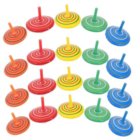 GALPADA 25 pièces Toupies Bois Colorées Jouets Montessori pour Développement Cognitif et Motricité Fine Jouets Amusants et Apaisants pour Garçons et Filles Anniversaires Couleur Aléatoire