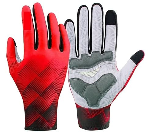 TXLEAPEY Guantes Térmicos de Invierno for Bicicleta, Guantes Antideslizantes con Pantalla táctil for montaña y Carretera, Transpirables for Mantener el Calor(Red,M)