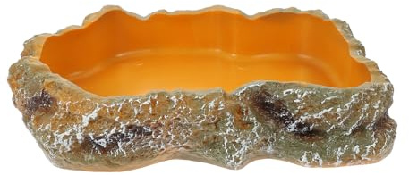 GLEAVI Ciotola per Rettili e Tartarughe in Resina Robusta, Contenitore per Acqua e Cibo per Terrari, Vasca Alimentazione per Lucertole e Anfibi Domestici (m