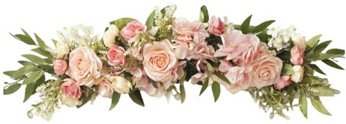 Composizione ad arco di fiori, festone floreale, 25, 6 fiori di seta artificiali ad arco di rose con foglie, flessibili e realistici per matrimonio, porta d'ingresso, decorazione della parete di