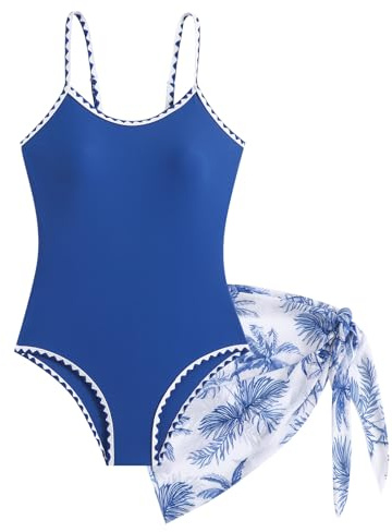 LIKCAISA Girls One Piece Swimsuits with Skirts Swimming Costume Adjustable Swimwear Beach Bathing Suit for Kids Girl Size 9 10 11 12 13 14 Years Royal Blue