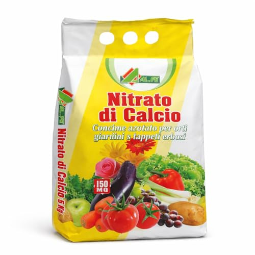 Concime Prato Primavera 4KG - Nitrato di Calcio CE N 15,5% - Azotato 90% a Rapido Assorbimento per Orto, Frutteto e Prato - Concime Piante Verdi con Nutrimento Immediato e Crescita Rapida