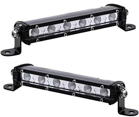 True Mods 2pc 7 Inch 18W Ultra-Slim Single Row Flood LED Light Bar