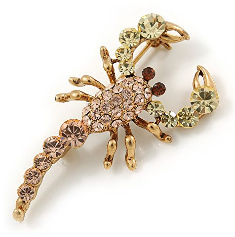 Broche Scorpion multicolore en métal plaqué or – 48 mm L
