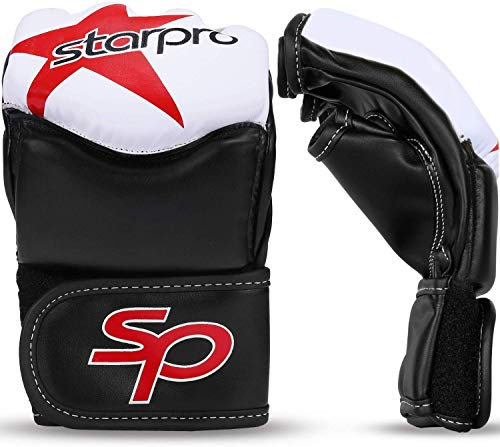 Starpro MMA Grappling-Handschuhe | PU-Leder | Für Sparring und Grappling im Kampftraining, Muay Thai, Kampfsport, MMA, Kickboxen und Fitnessübungen | Männer Frauen