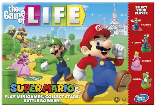 Hasbro Gaming The Game of Life: Super Mario Edition Board Game for Kids Ages 8 and Up, Play Minigames, Collect Stars, Battle Bowser