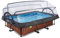 EXIT TOYS Piscine Tubulaire Wood avec Dôme Multifonctionnel - 220x150x65cm - Piscine Hors Sol Rectangulaire avec Pompe Filtrante - Entrée Basse - pour l'eau de la Piscine Propre et Chaude - Marron