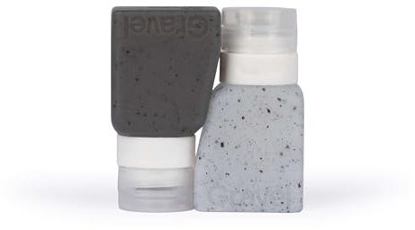 Gravel Soft 3oz Silicone Travel Liquid Bottles Leak Proof (Two Pack) TSA Approved, Clear and Frosted Gray