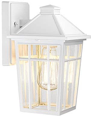 Darkaway Outdoor Sconce Lights Wall Light Fixtures, Front Porch Light Outdoor Wall Anti-Rust Waterproof Aluminum with Glass Exterior Light Fixture for Patio, Yard, Doorway, Garage(1 Pack, White)