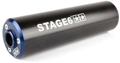 Rear silencer Stage6 50-80ccm mounting right, black/blue