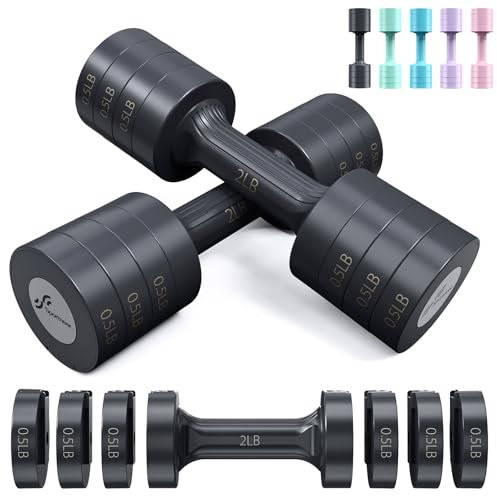 Verstellbare Hanteln Handgewichte Set: Sportneer 1 Paar 0.9-4,5 kg (je 0,9-2,3 kg) schnell justierbare Hantel Gewicht 6 in 1 gratis Gewichte Hanteln für Damen Herren Zuhause Gym Workout Krafttraining