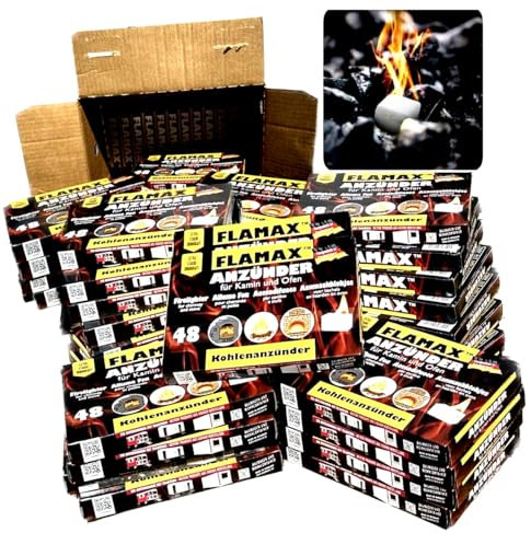 720x Kohleanzünder Anzündwürfel Grillanzünder Kaminanzünder 15x 48er Ofenanzünder Feueranzünder für Ofen Kamin Kohlenanzünder Anzünder Würfel Anzündwolle, Set Flamax Anmachwürfel + 1 KOVA Bildmagnet