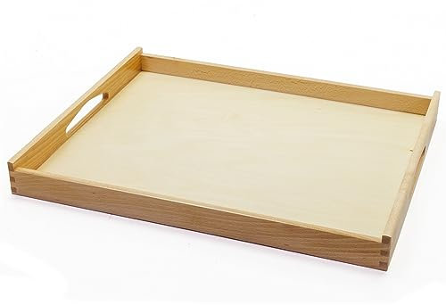 HolzFee Serviertablett 50 x 40 cm, Holztablett, mit Griffen, Küchentablett Frühstückstablett, Tablett Holz TBL 5040-Lackiert