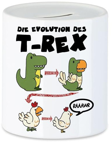 Hey!Print Die Evolution Des T-Rex Spardose Vom T-Rex Zum Huhn Dinosaurier Geschenkidee Lustig