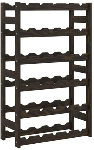 vidaXL Casier à Bouteilles pour 30 Bouteilles, Étagère à Vin avec Rangement, Casier à Bouteilles, Porte-Bouteilles, Moderne, Noir Bois de Pin Solide