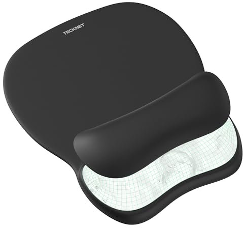 TECKNET Mauspad mit Gelkissen, Ergonomisches Mousepad mit Handauflage, Glatter Handgelenkstütze zur Schmerzlinderung, rutschfeste PU-Basis, Komfort Mauspad für Büro Home und Gaming